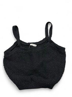 Free People Textured Knit Cropped Tank in Black